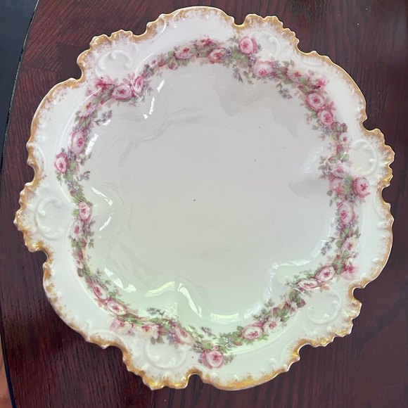 Limoges Other - Limoges GDA France Antique Pink Floral Porcelain Vintage Serving Bowl Scalloped